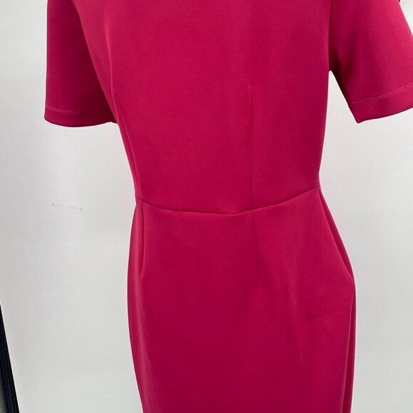 M&S Marks & Spencer Scuba Shift MIDI Dress Fit & Flare Pleated Skirt Short Sleev - Picture 3 of 13